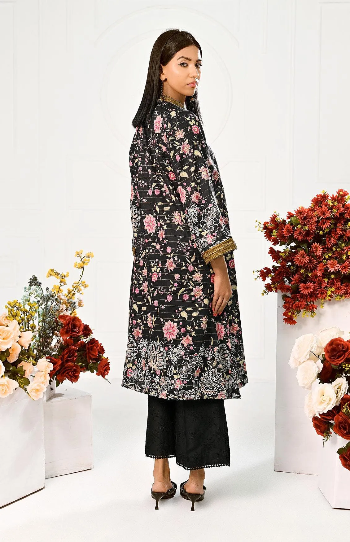 1 Pc | RTW | Fancy Obsidian Veil Colour Lawn Shirt