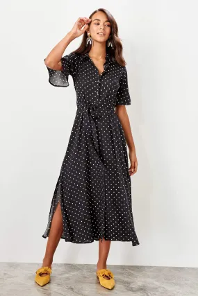 13045 Black Polka Dot Shirt Dress