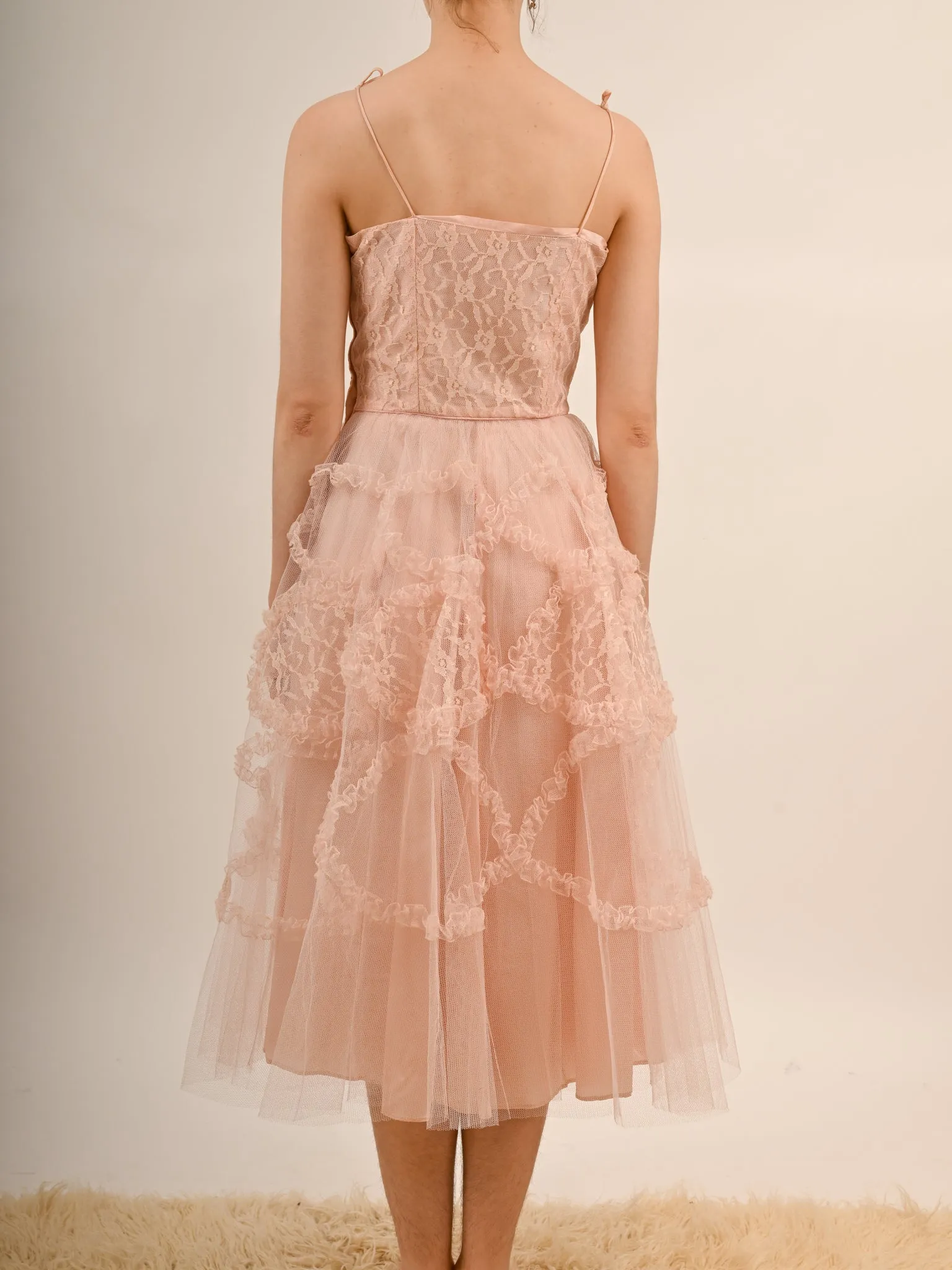 1950s Bubblegum Pink Tulle Barbie Prom Gown with Matching Bolero