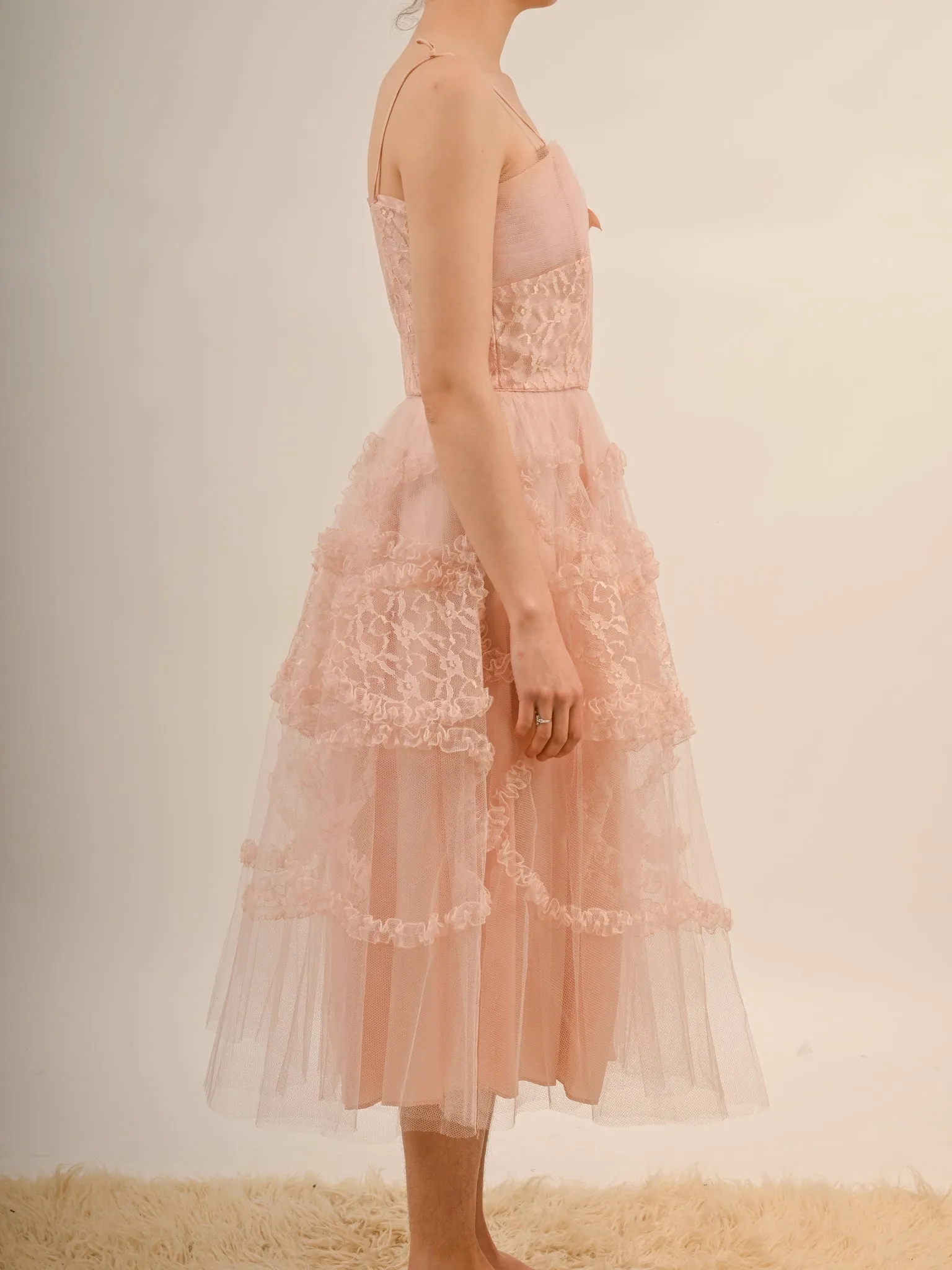 1950s Bubblegum Pink Tulle Barbie Prom Gown with Matching Bolero