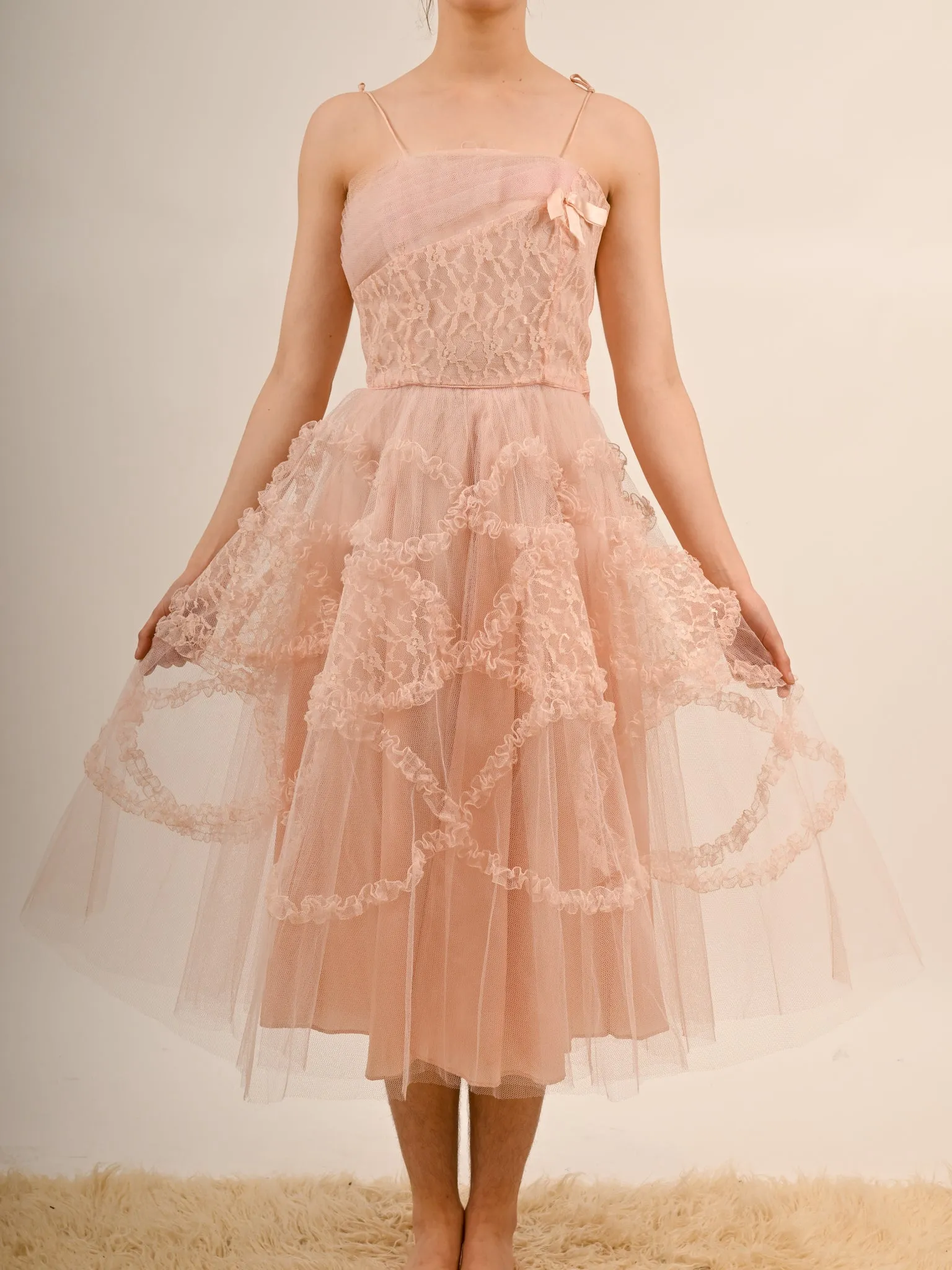 1950s Bubblegum Pink Tulle Barbie Prom Gown with Matching Bolero