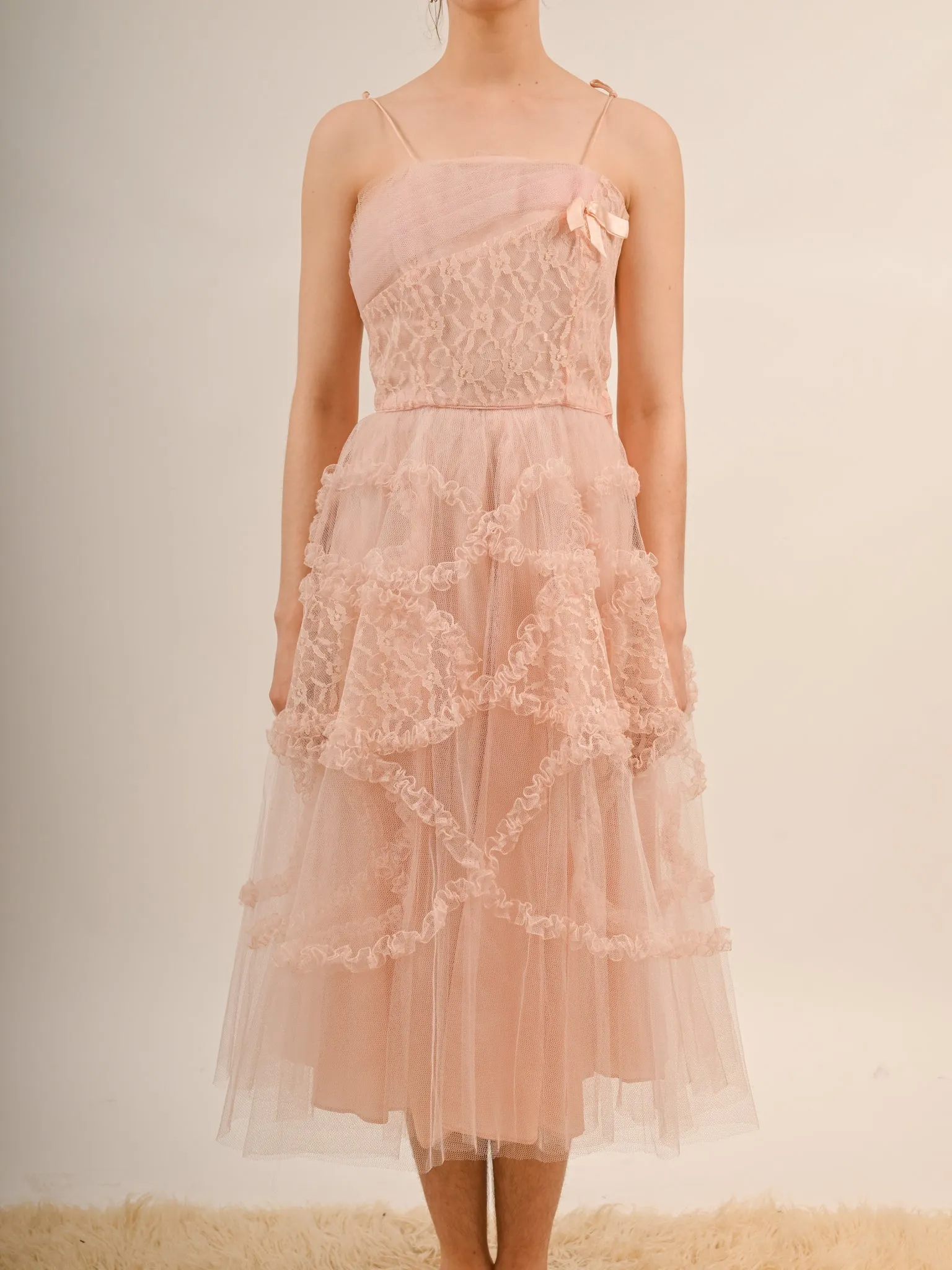 1950s Bubblegum Pink Tulle Barbie Prom Gown with Matching Bolero