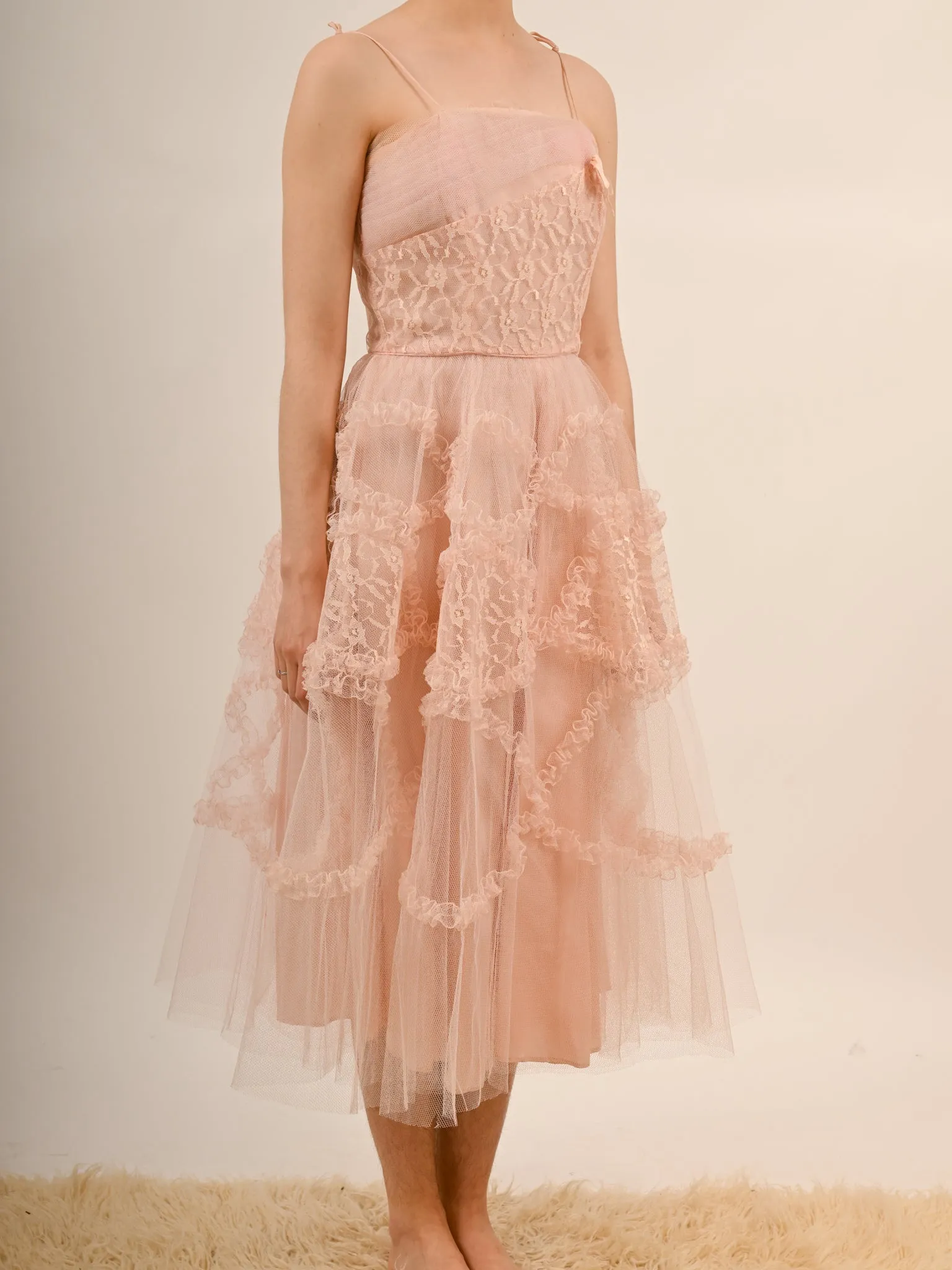 1950s Bubblegum Pink Tulle Barbie Prom Gown with Matching Bolero