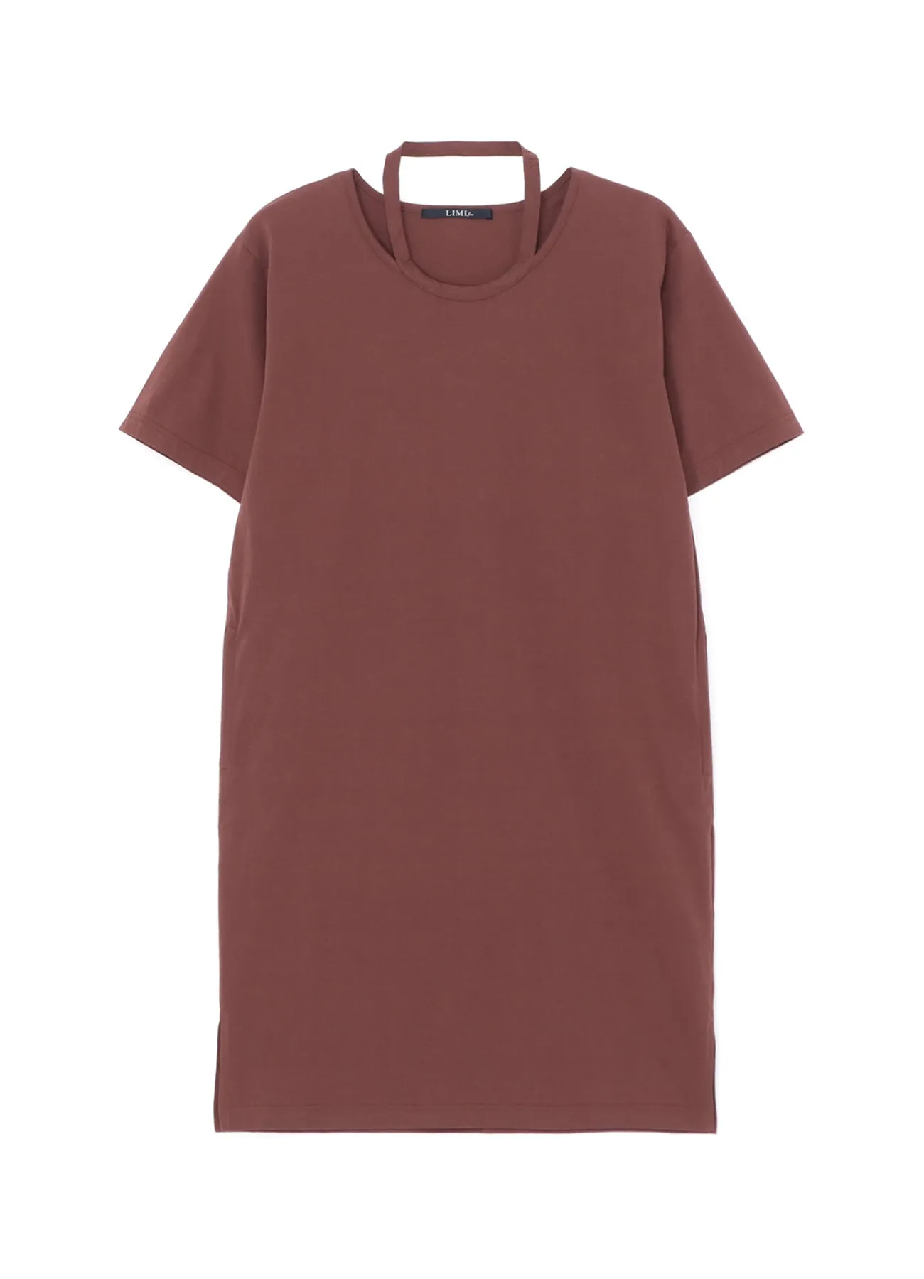 72/2 SINGLE COTTON JERSEY DRESS WITH DECONSTRUCTED NECKLINE