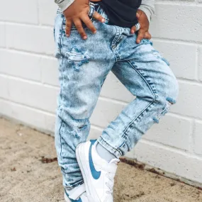 Acid Wash Blue Denim Pants