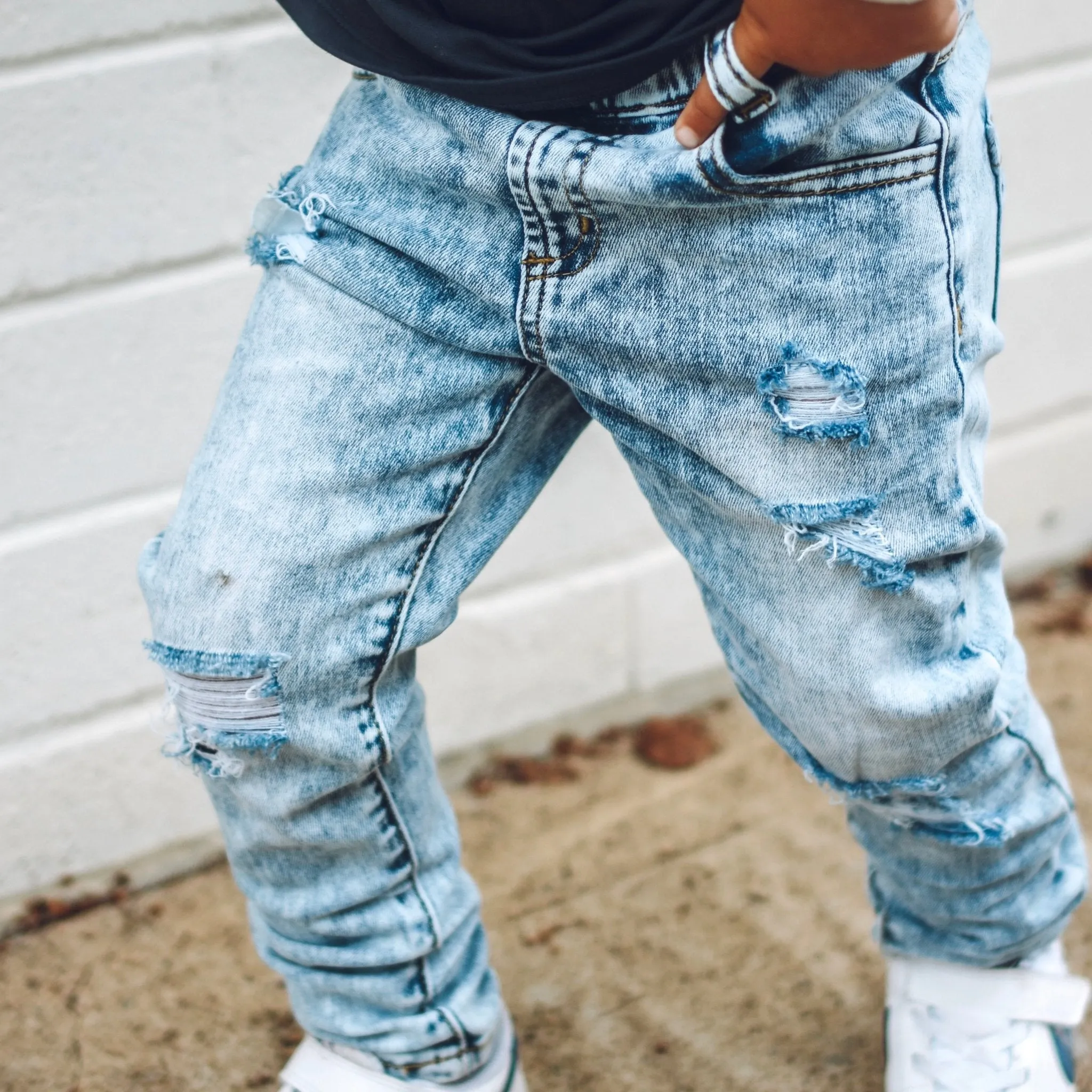 Acid Wash Blue Denim Pants