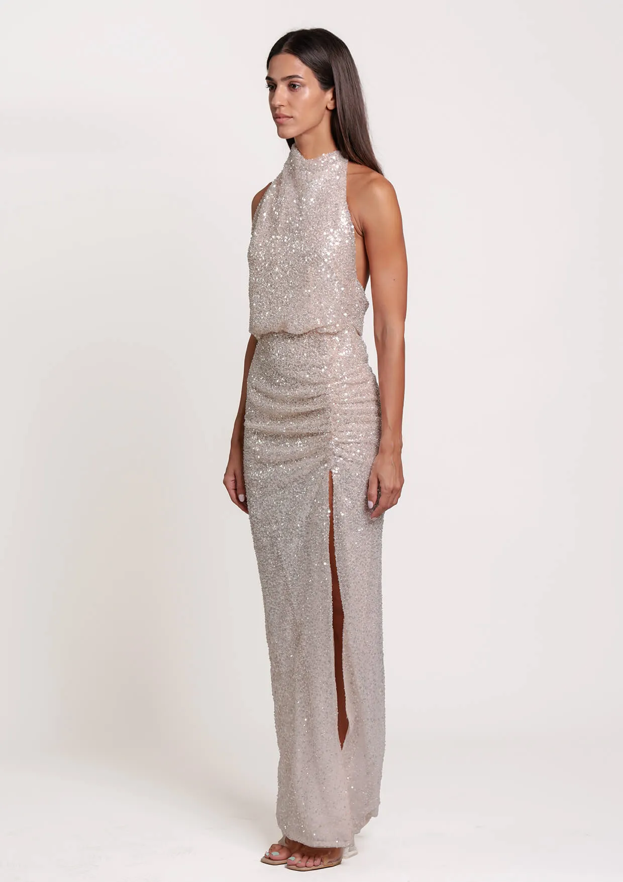Alana High-Neck Open Back Maxi Dress