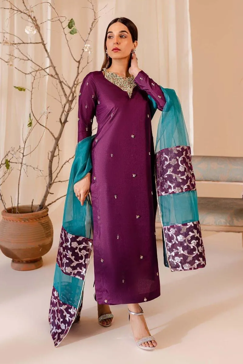 Allure by Ih - TWILIGHT - Katan Silk - Purple - 3 Piece
