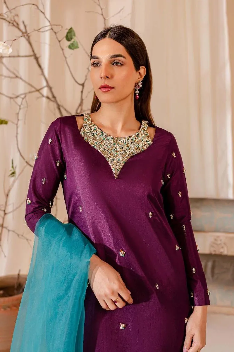 Allure by Ih - TWILIGHT - Katan Silk - Purple - 3 Piece
