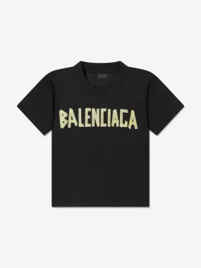 Balenciaga Kids Logo T-Shirt in Black