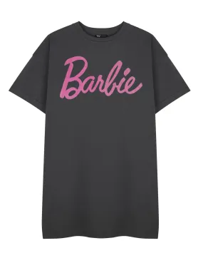 Barbie Logo Womens Grey Short Sleeved T-Shirt Dress