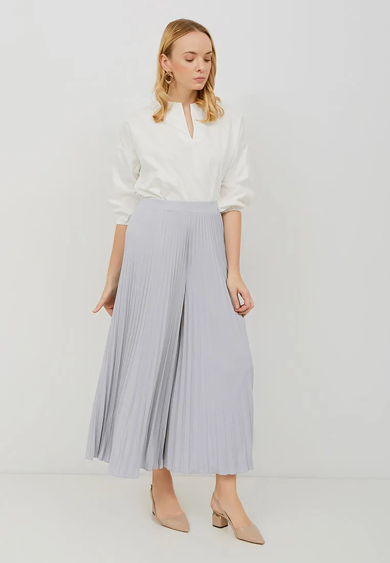 Basic Pleated Culottes Maxi (Grey)
