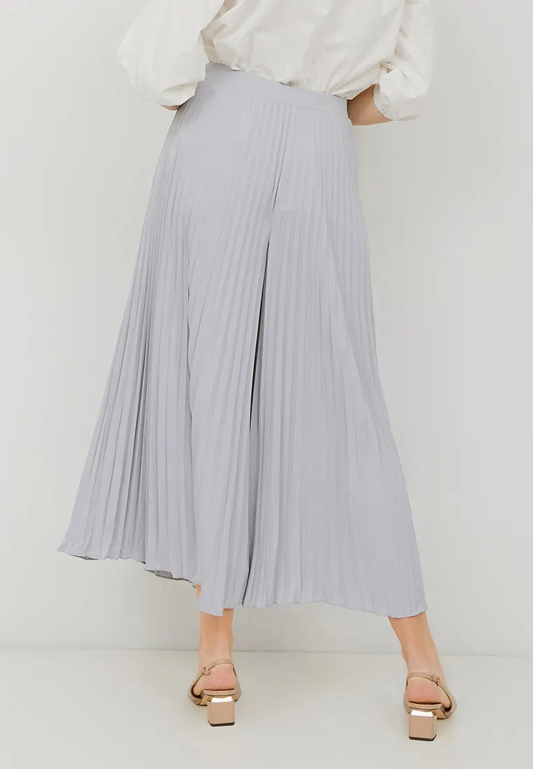 Basic Pleated Culottes Maxi (Grey)
