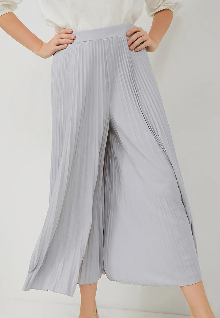 Basic Pleated Culottes Maxi (Grey)