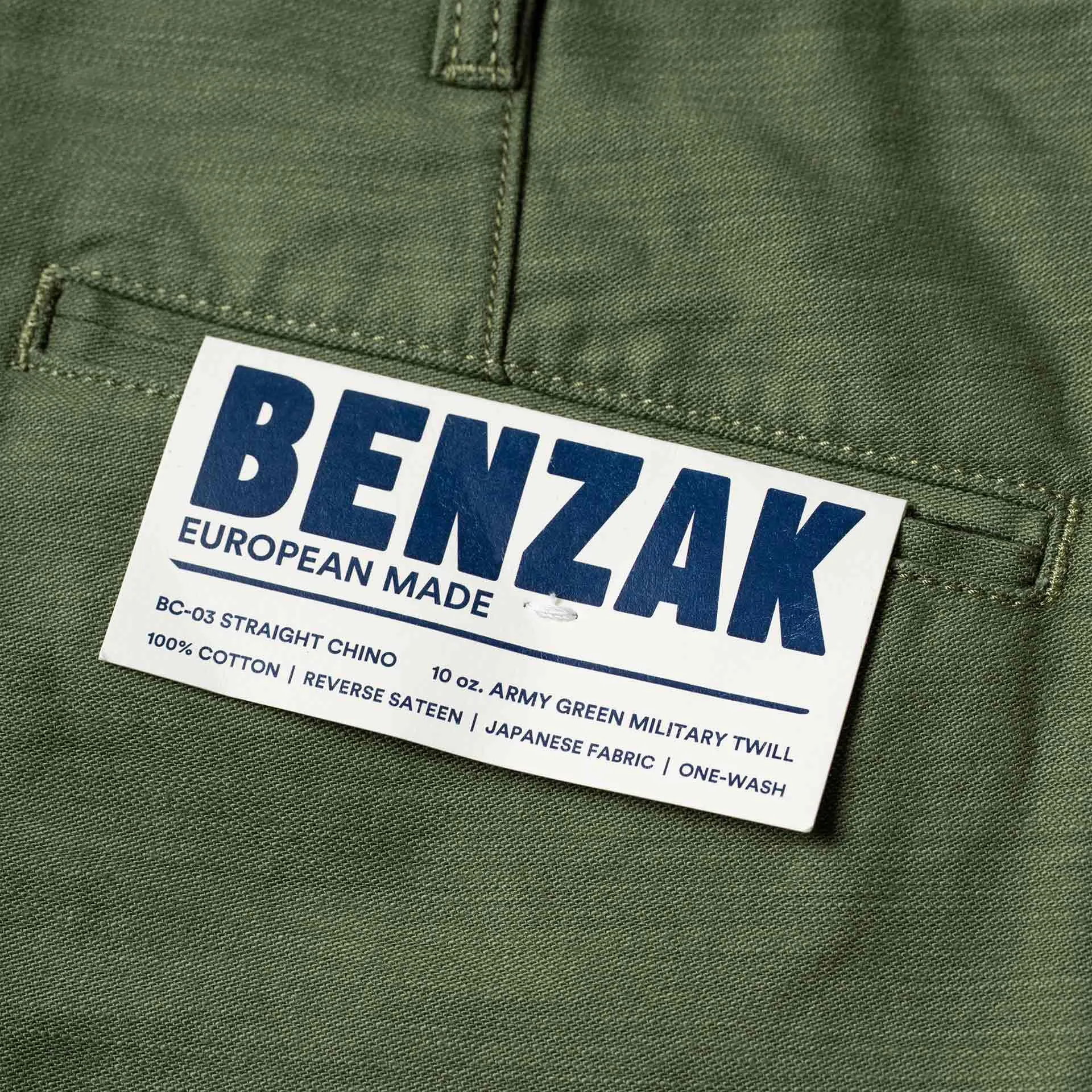 BC-03 STRAIGHT CHINO 10 oz. army green military twill (lot 2024)