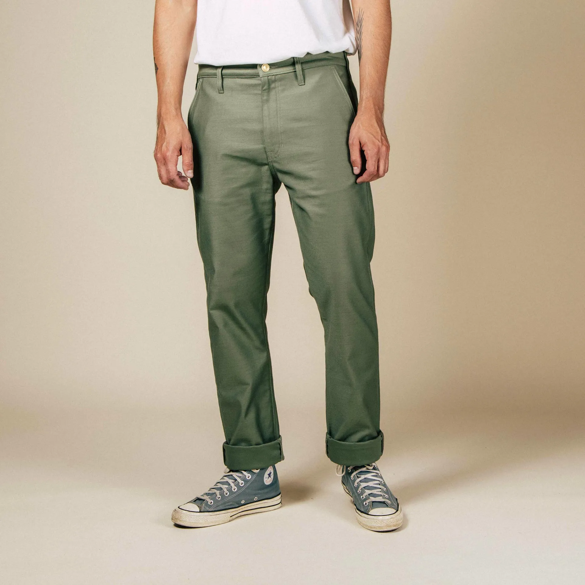 BC-03 STRAIGHT CHINO 10 oz. army green military twill (lot 2024)