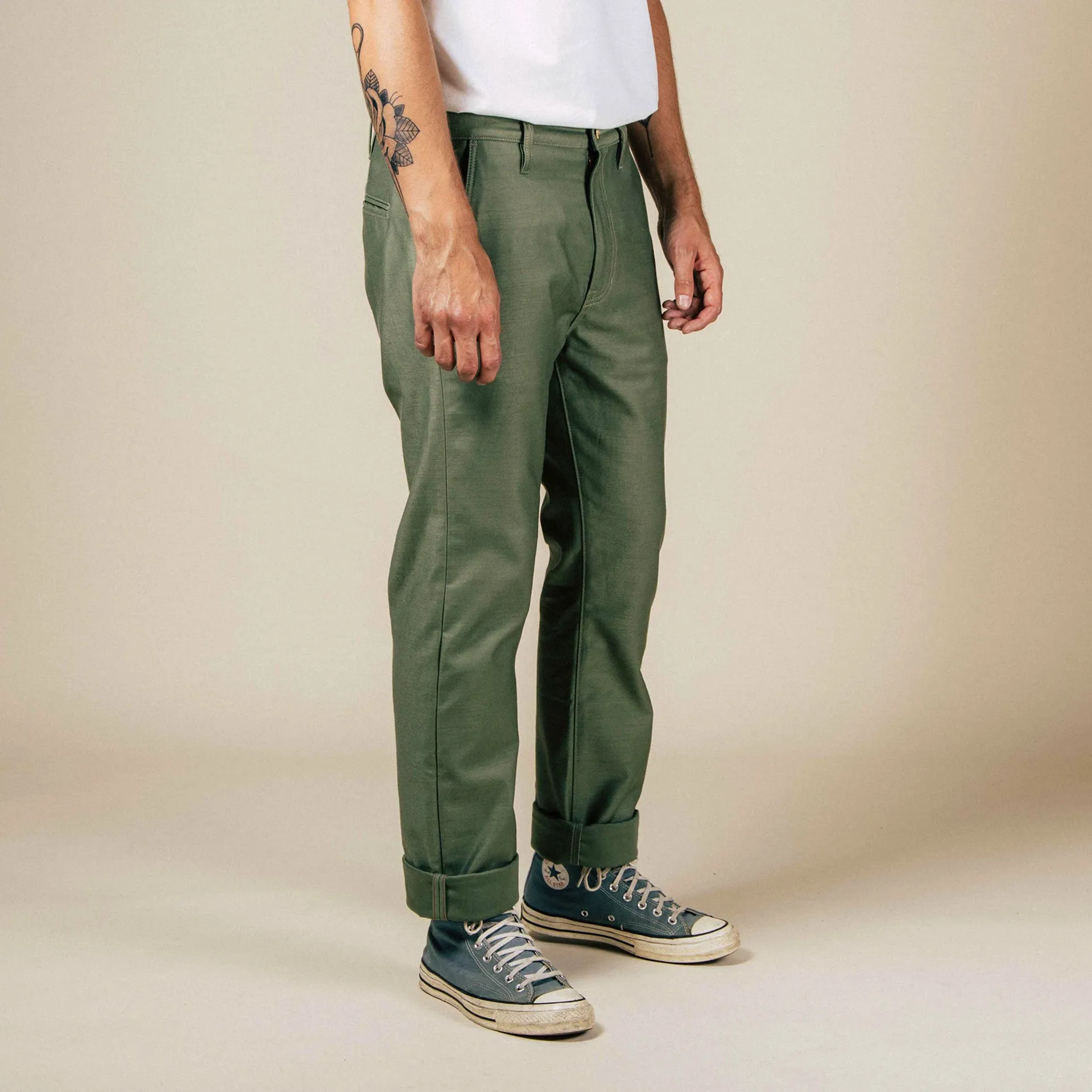 BC-03 STRAIGHT CHINO 10 oz. army green military twill (lot 2024)