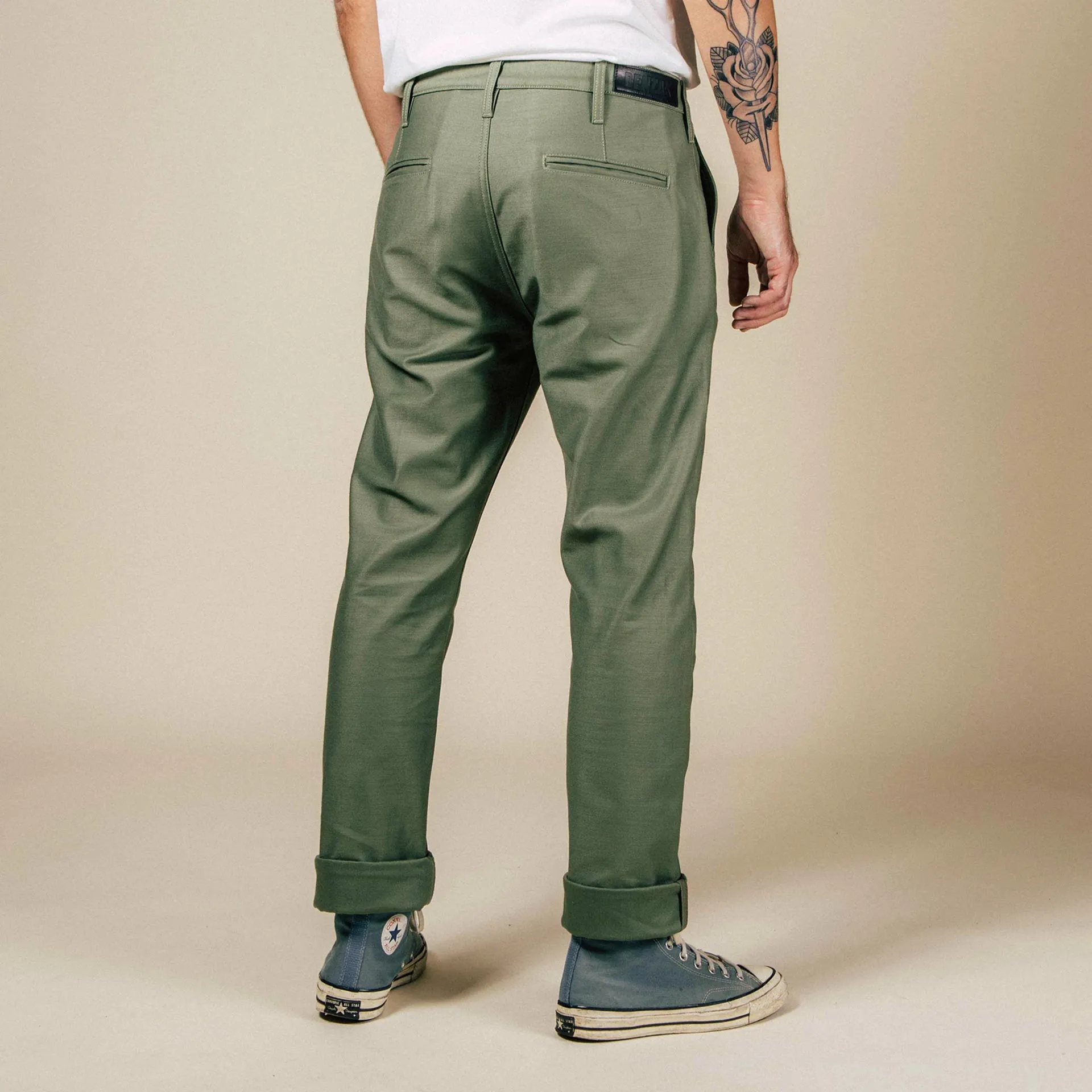 BC-03 STRAIGHT CHINO 10 oz. army green military twill (lot 2024)