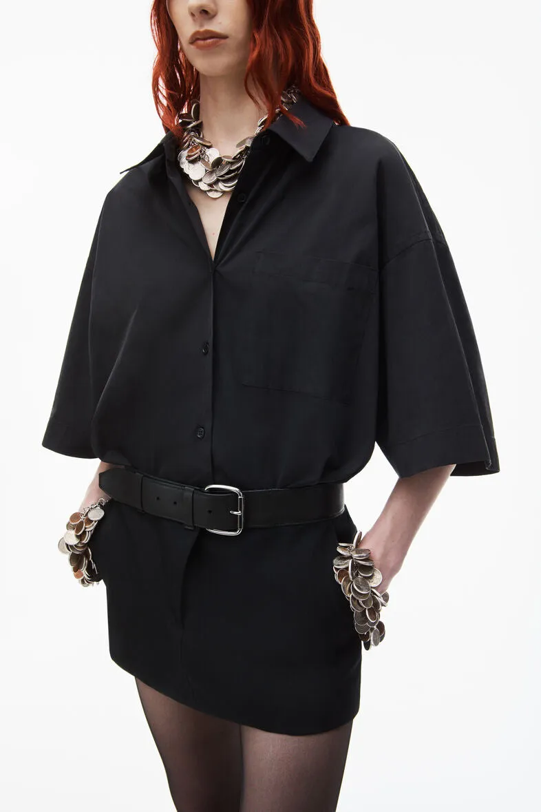 Belted Hybrid Mini Shirtdress