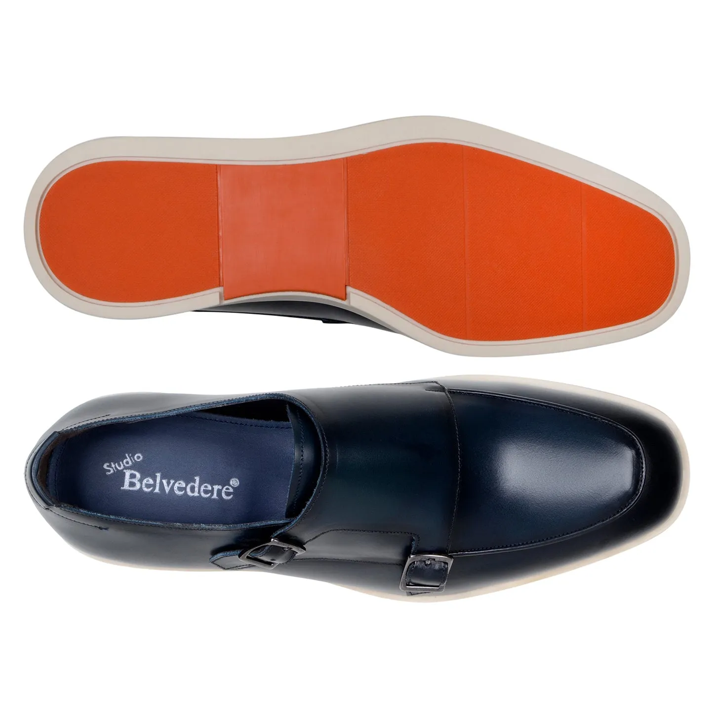 Belvedere Marcio in Navy Monk Strap Hybrid Dress Shoe