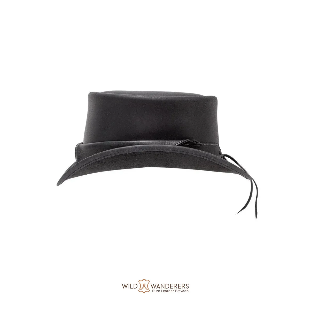 Black Urban Stetson Leather Biker Top Hat