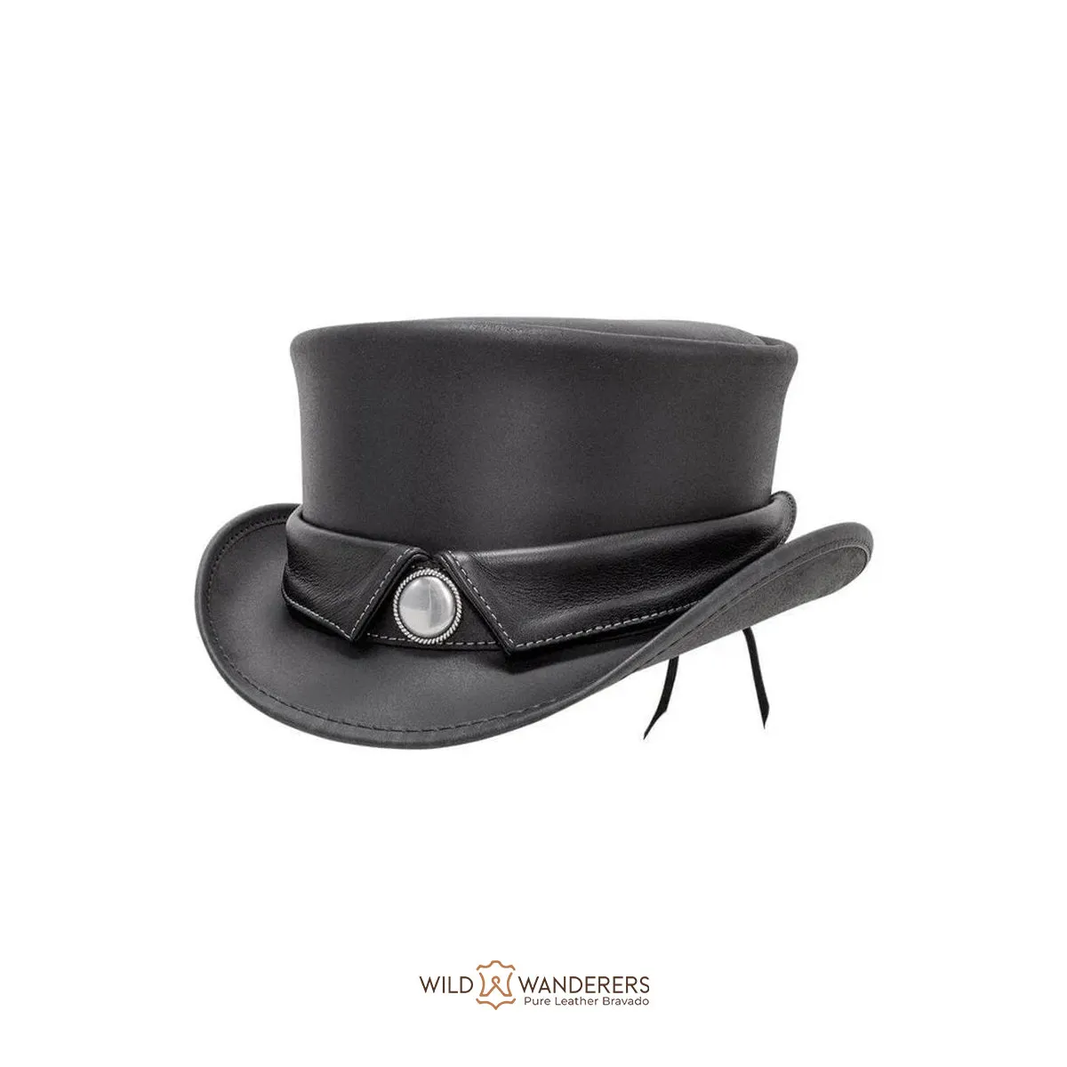 Black Urban Stetson Leather Biker Top Hat