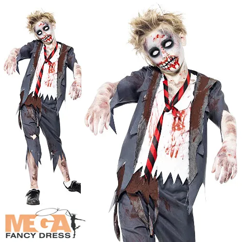 Boys Halloween Horror Zombie School Fancy Dress Costume