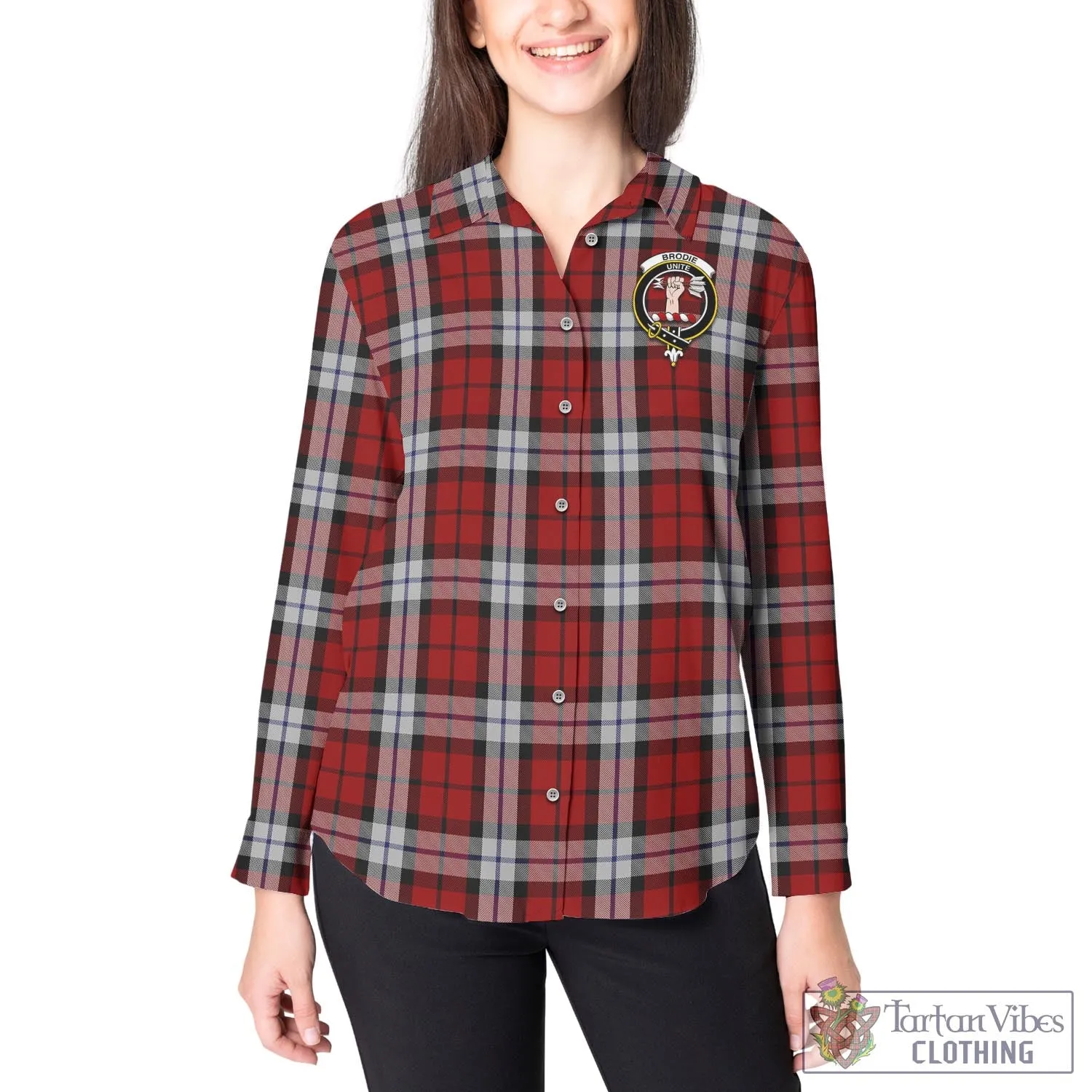 Brodie Dress Tartan Women's Casual Shirt with Family Crest