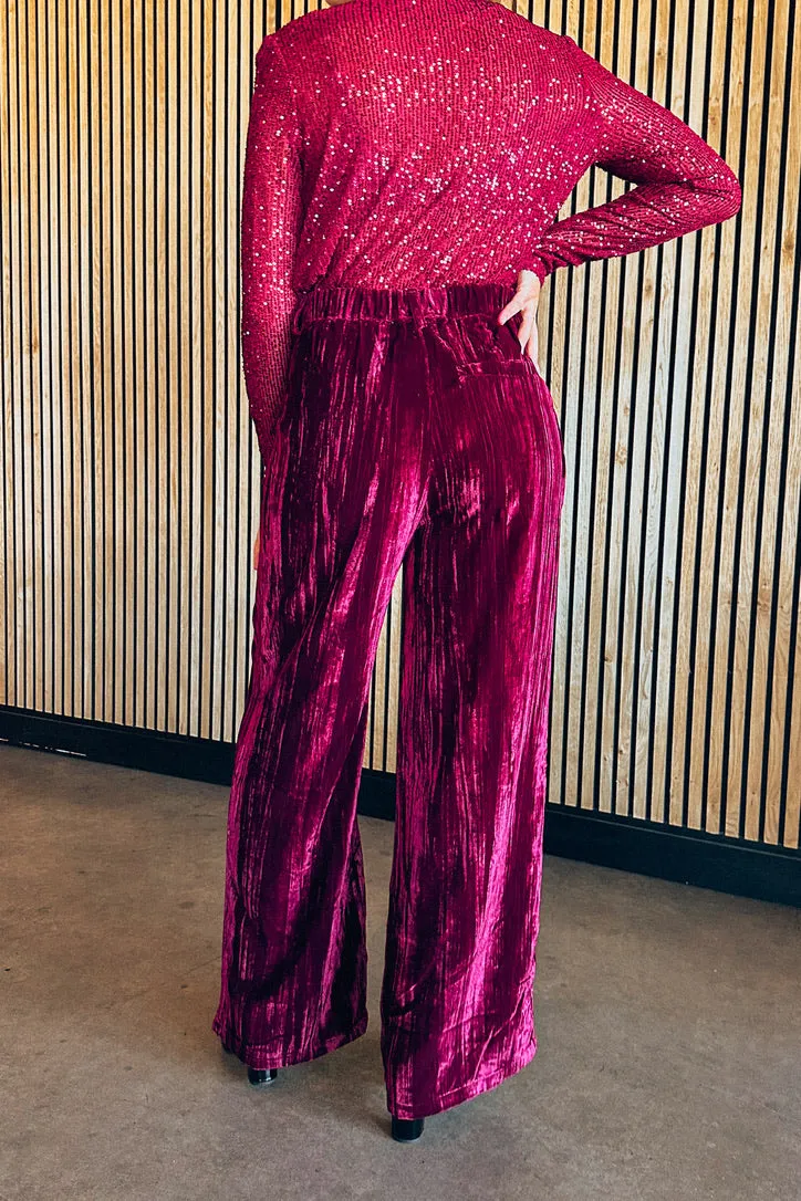 BuddyLove Maroon Velvet Pants