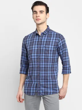 Checked Blue Slim Fit Casual Shirt For Men