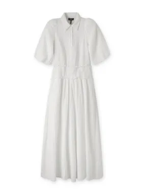 Cheesecloth shirred maxi shirt dress