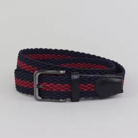 Clipsham 35mm Navy Burgundy Elastic Belt