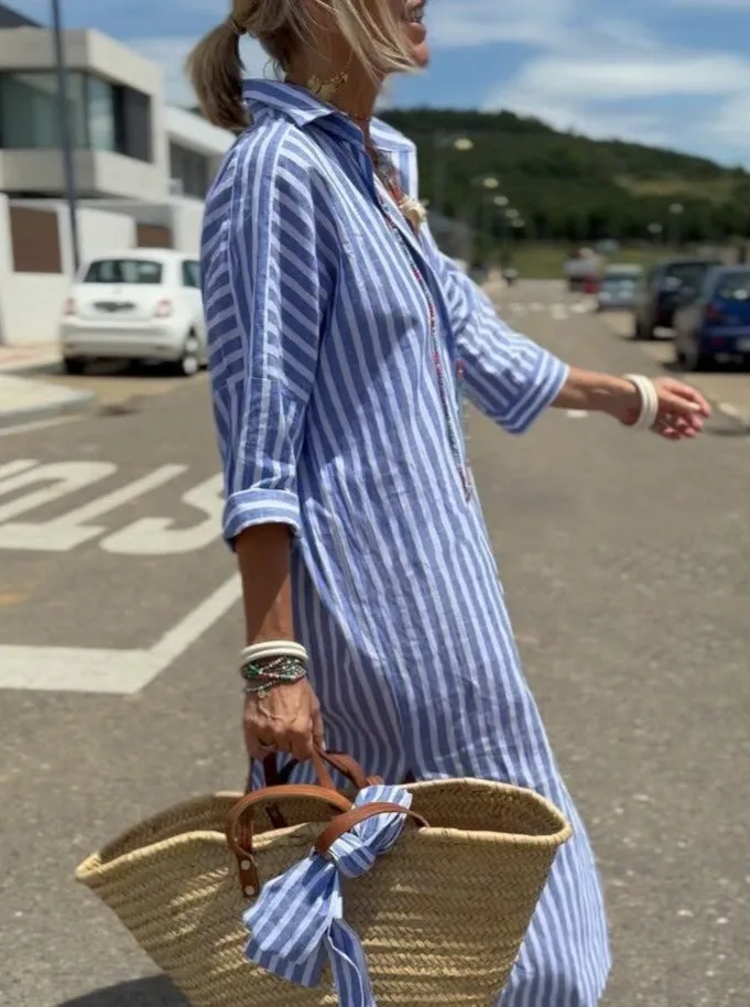 Colen - Classic Striped Shirt Dress