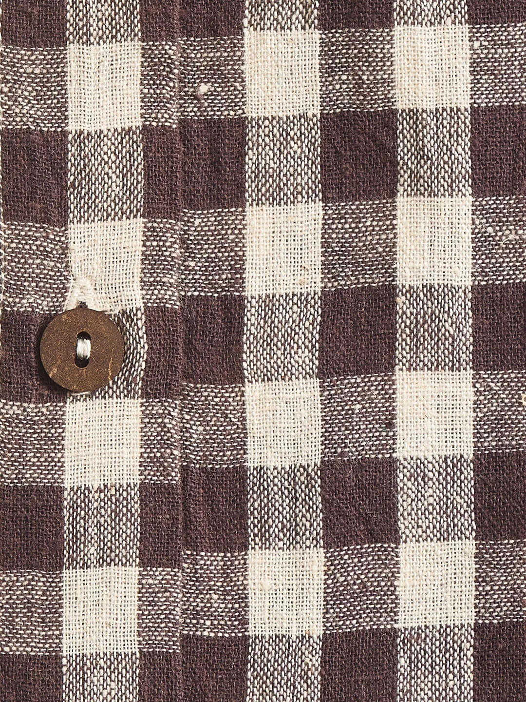Collarless checkered shirt