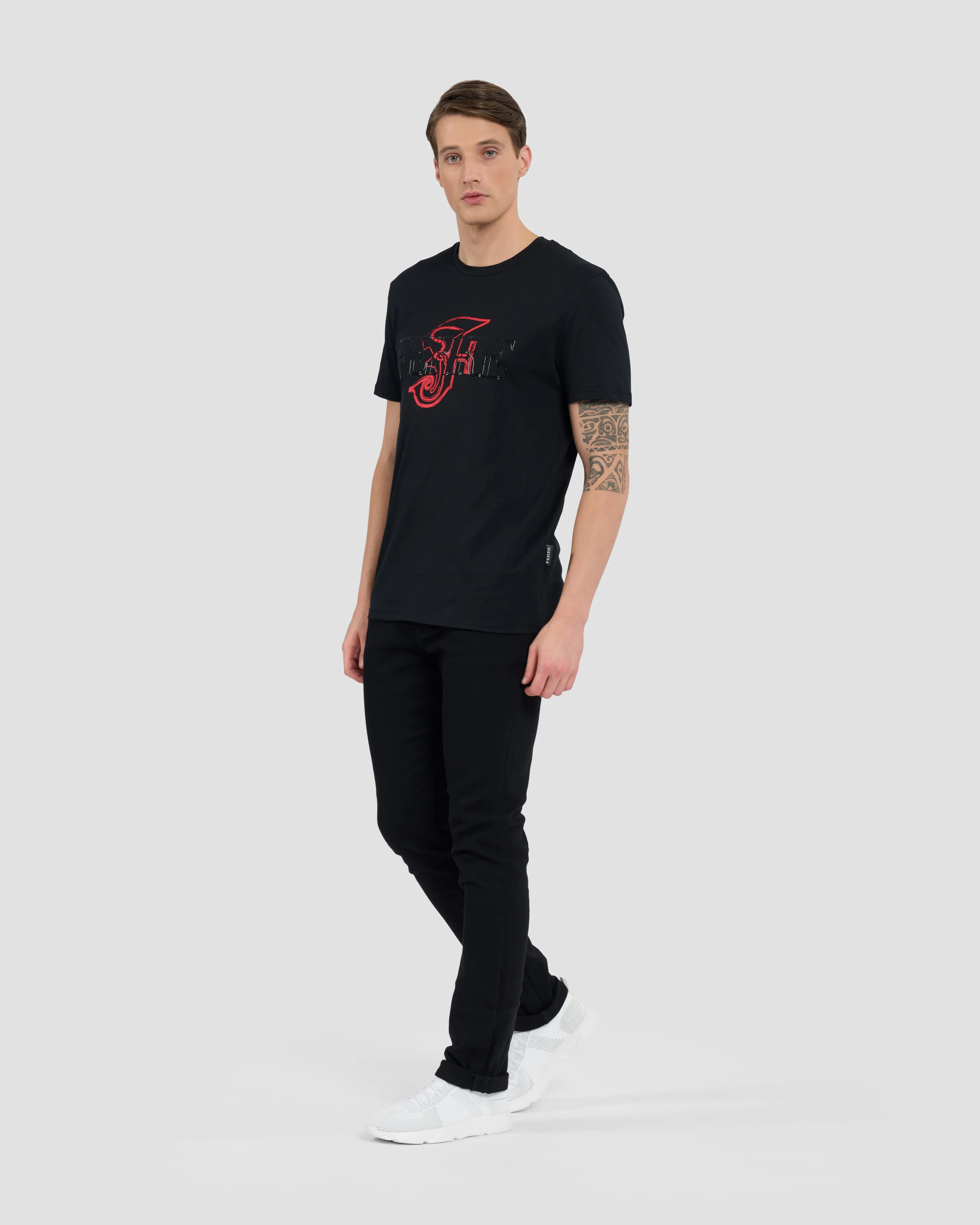 Contrast Gothic Print T-Shirt