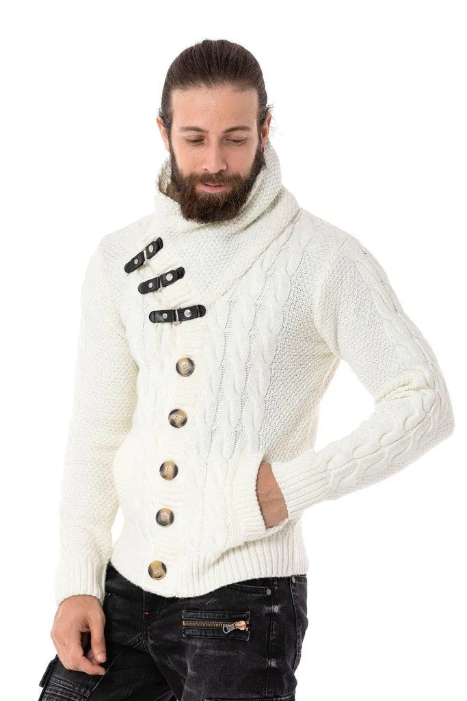 CP265 Fur Collar Men's Cardigan