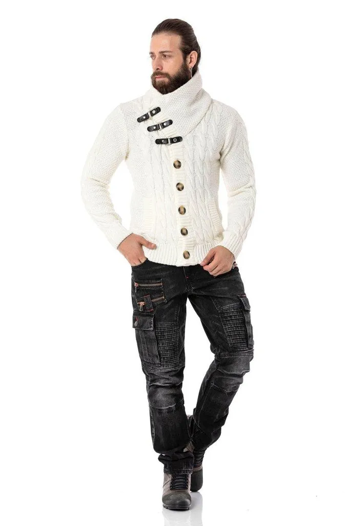 CP265 Fur Collar Men's Cardigan