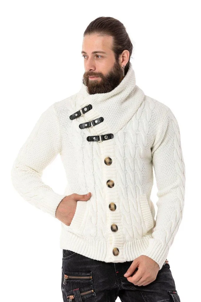 CP265 Fur Collar Men's Cardigan
