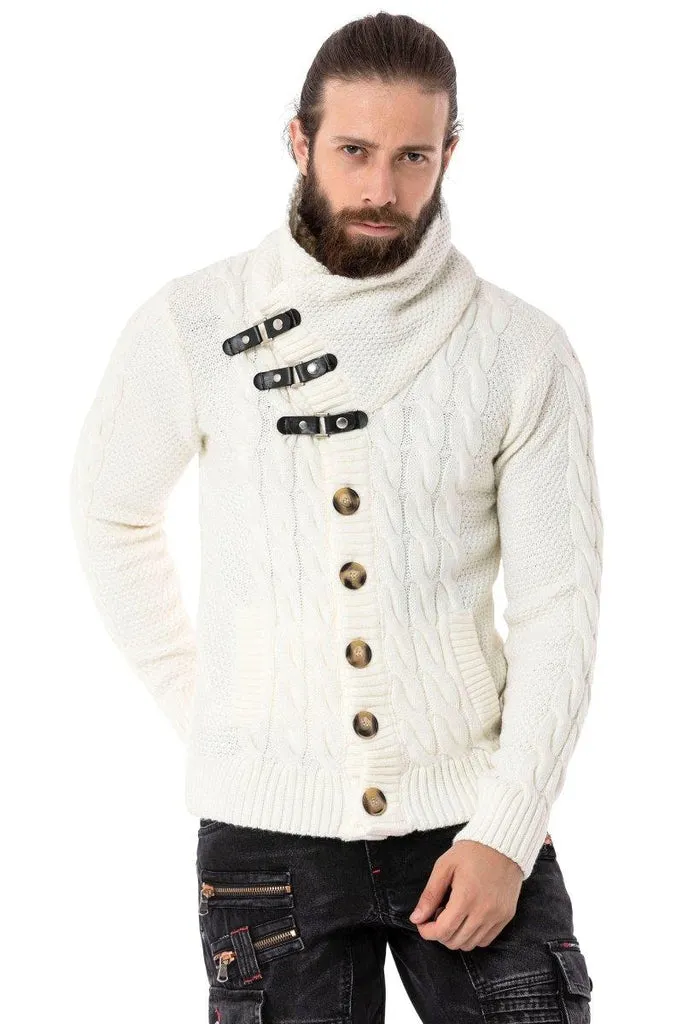 CP265 Fur Collar Men's Cardigan
