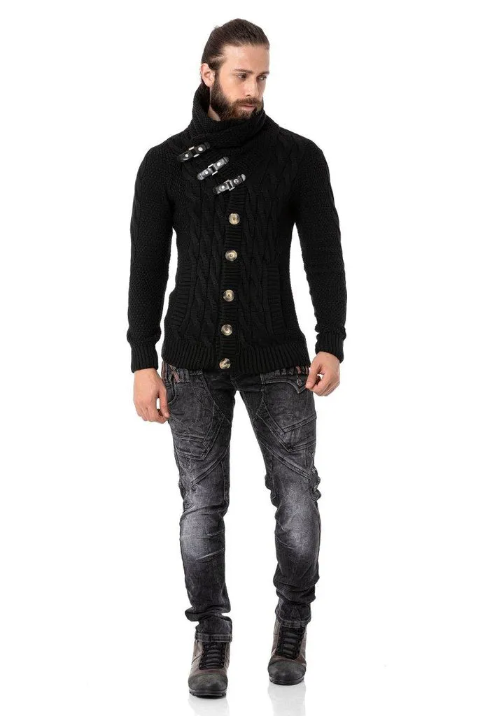 CP265 Fur Collar Men's Cardigan
