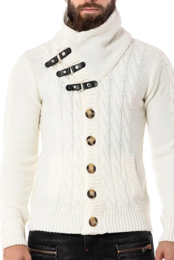 CP265 Fur Collar Men's Cardigan