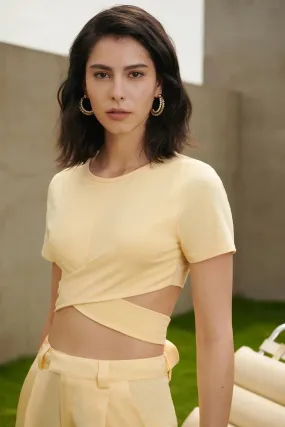 Cut Out Tie Back Crop Tee