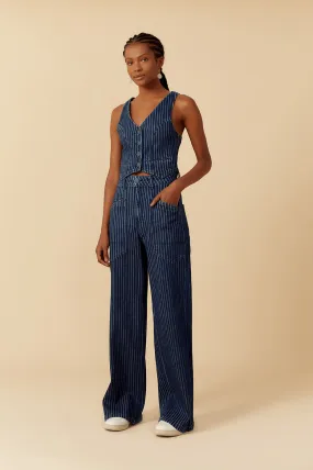 Dark Stripes Denim Pants
