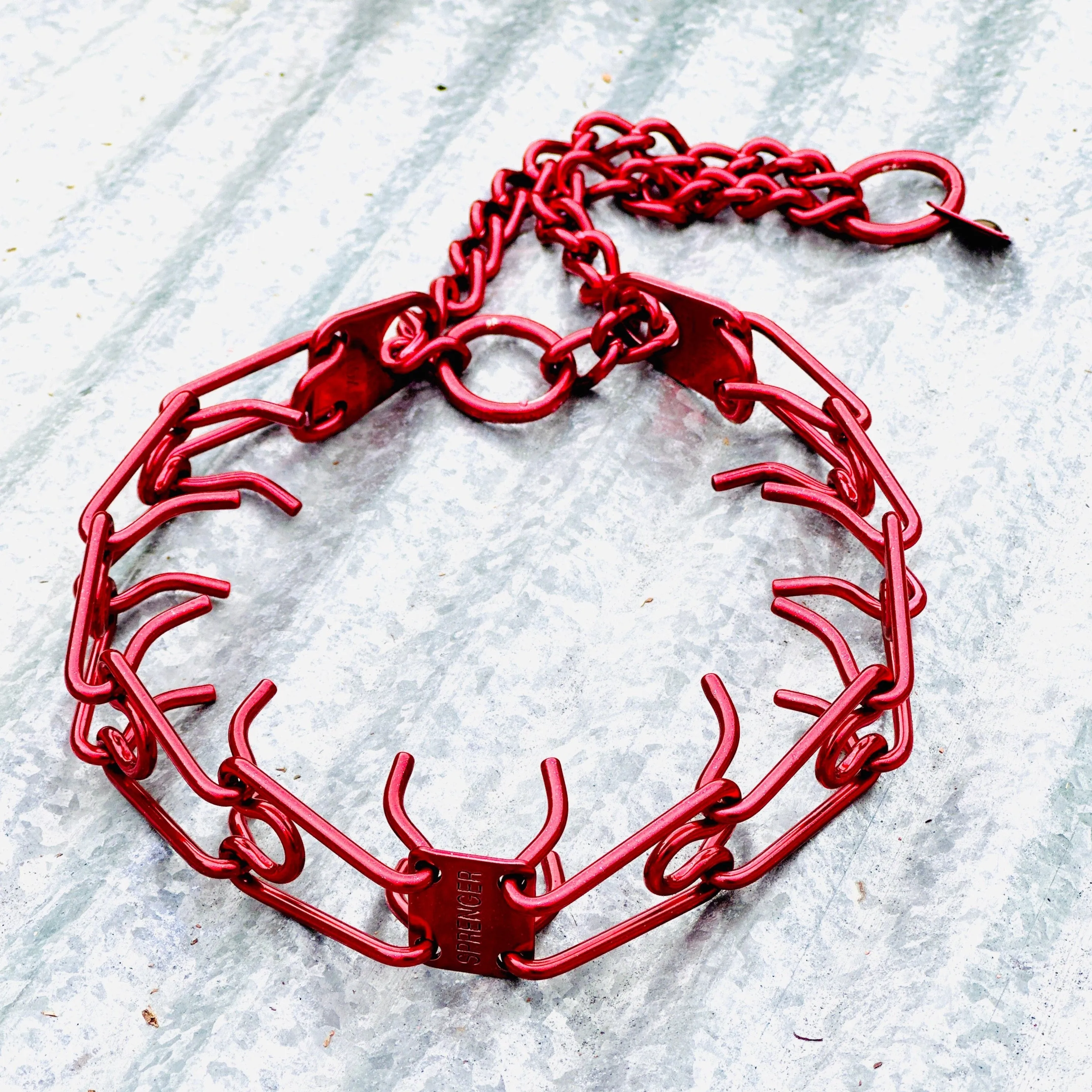 Dazzling Red Custom Powder Coated Herm Sprenger Prong Collar for Dogs