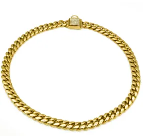 DIAMOND COVERED CLASP LOCK GOLD CUBAN LINK