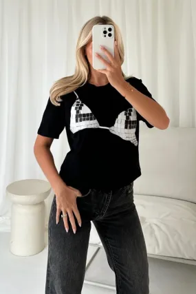 Disco bra black printed t-shirt