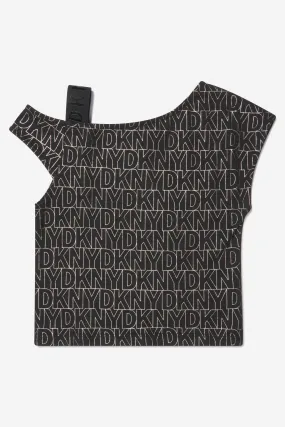 DKNY Girls Cotton Jersey Shoulder Strap T-Shirt