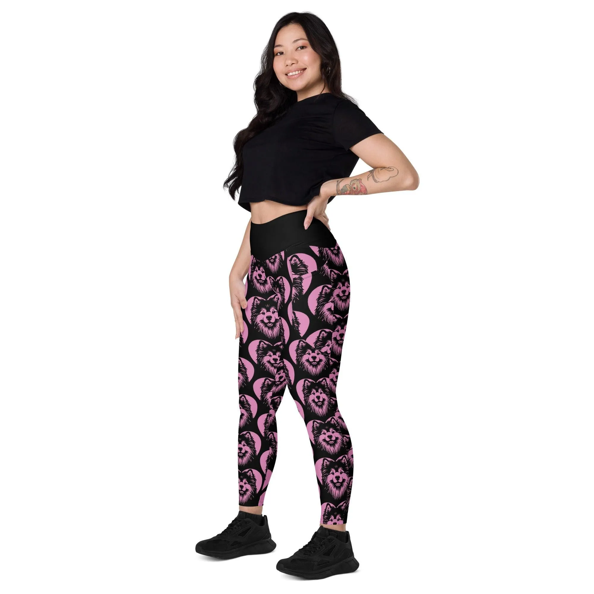 DOG BREED LEGGINGS with pockets - FINNISH LAPPHUND - HERTTAHOUND - pink
