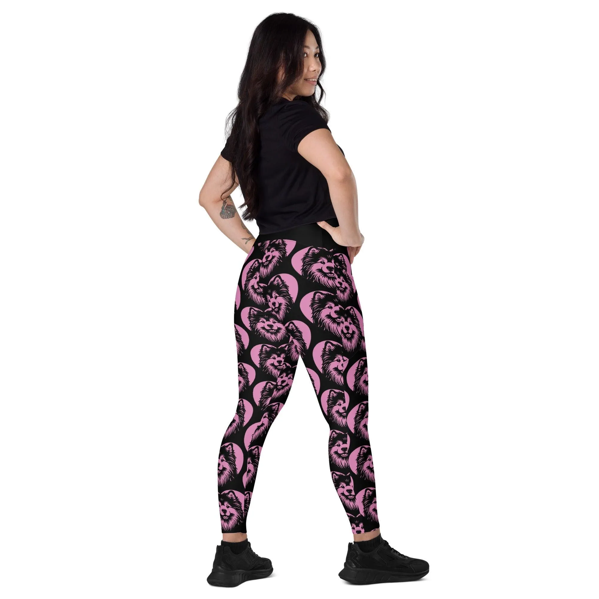 DOG BREED LEGGINGS with pockets - FINNISH LAPPHUND - HERTTAHOUND - pink