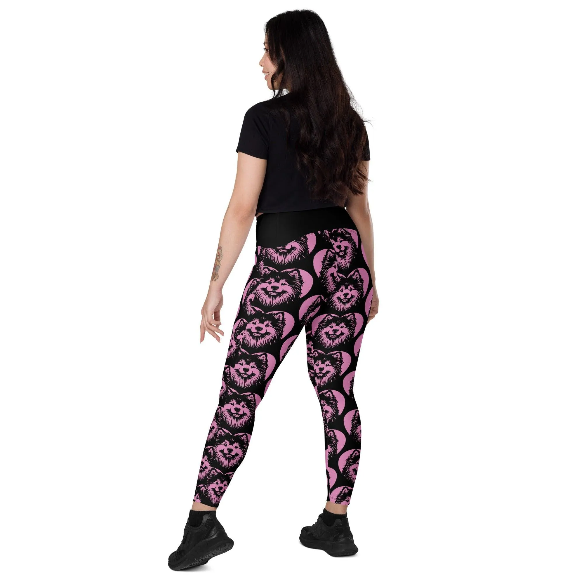 DOG BREED LEGGINGS with pockets - FINNISH LAPPHUND - HERTTAHOUND - pink
